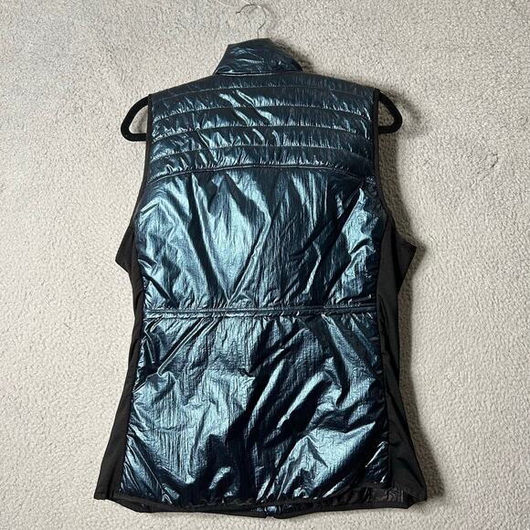 Calvin Klein Vest Womens L Blue Metallic Funnel Neck Puffer Repellent Full Zip - Picture 4 of 11